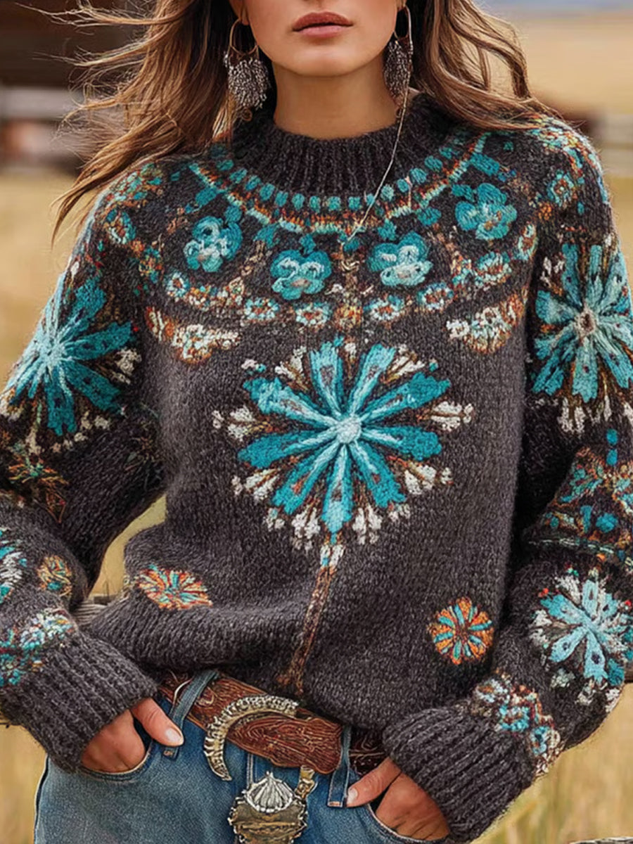 Women's Vintage Western Crew Neck Sweatshirt