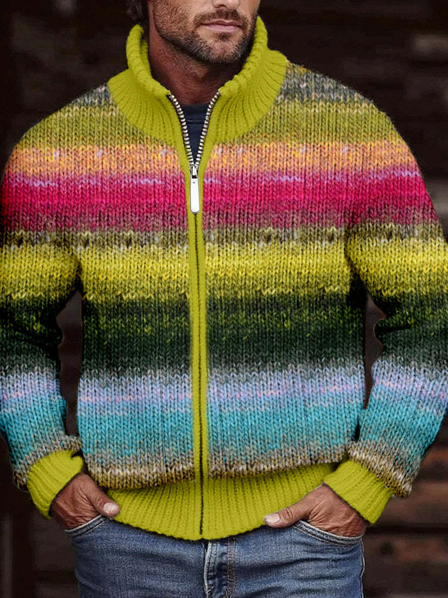 Men's Multicolor Striped Cozy Knit Cardigan