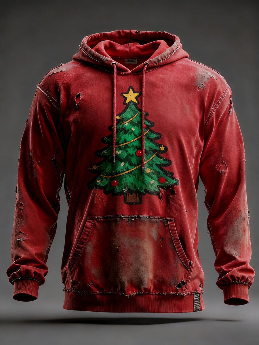 Men's Christmas Tree Print Casual Hoodie