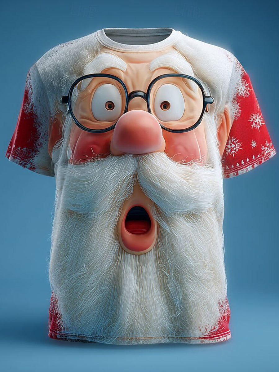 Men's Retro Christmas Santa Claus Printed T-shirt