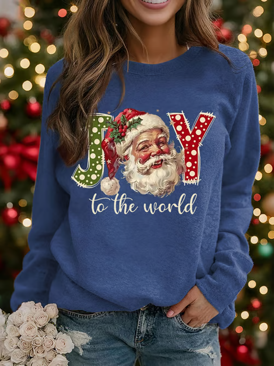 Women's Santa Claus Print raglan sleeve sweatshirt