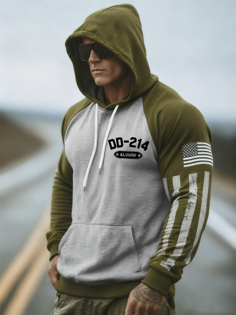 Men‘s Vintage DD-214 Alumni Veteran Print Casual Hoodie