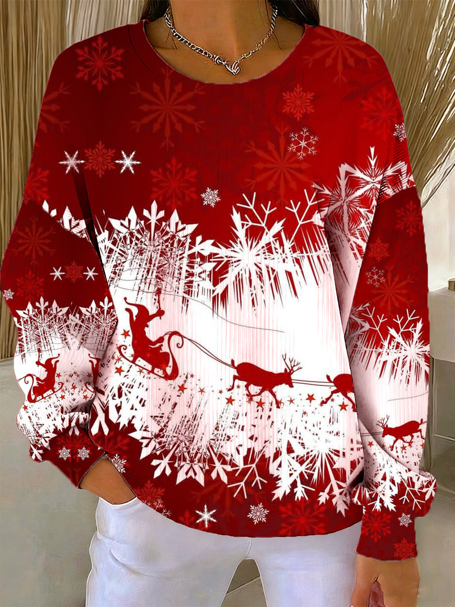 Women's Christmas Art Print Commemorative Sweatshirt