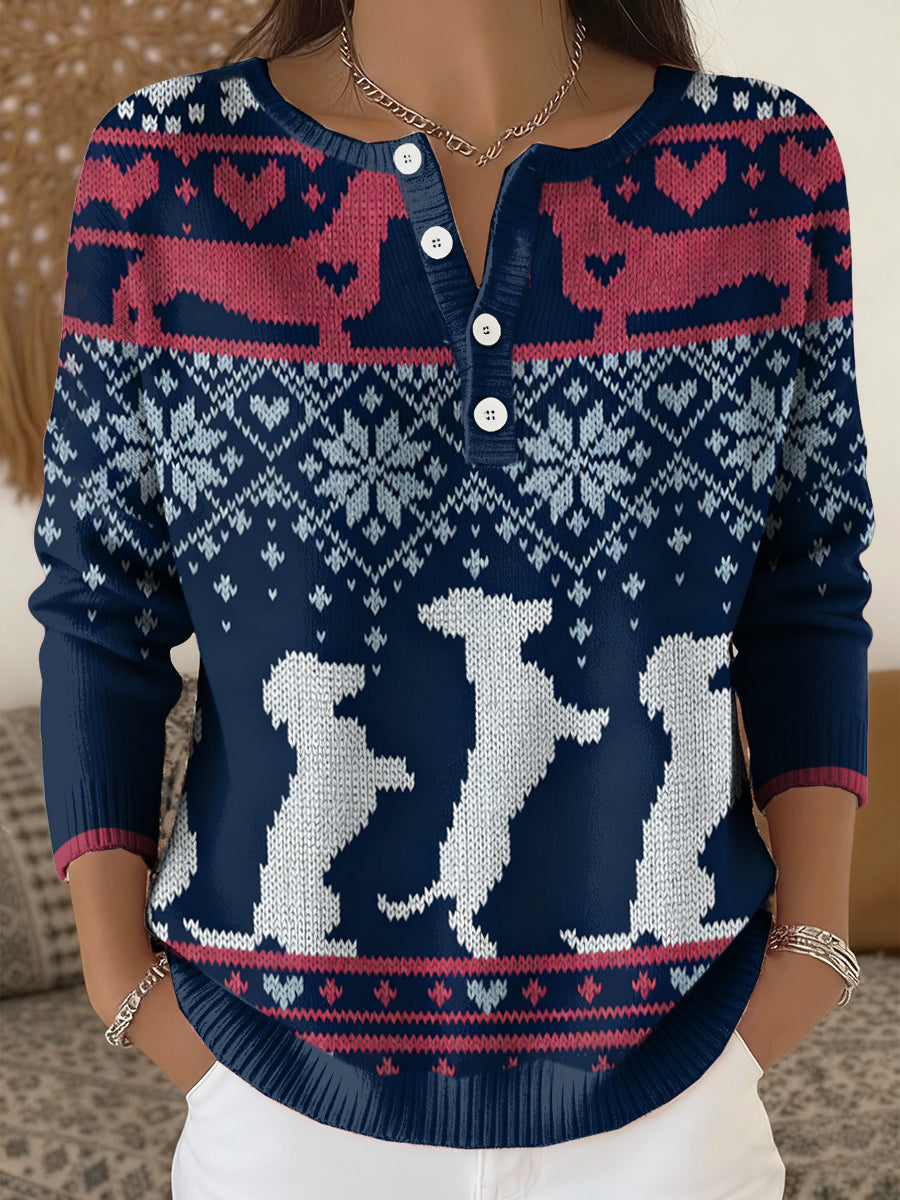 Women's Cute Dachshund Knit Sweater