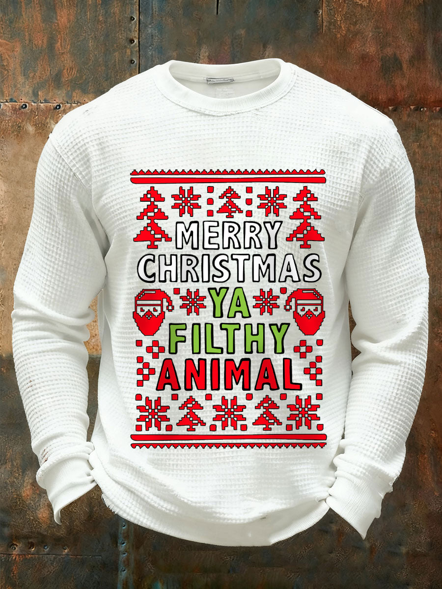 Men's Merry Christmas ya filthy animal long-sleeved T-shirts