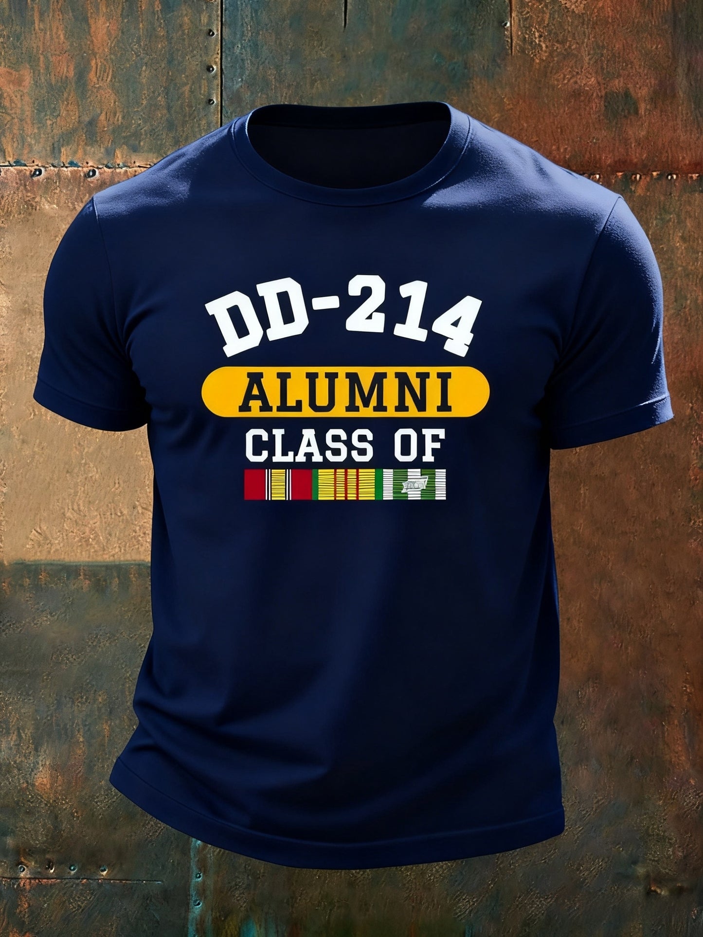Vintage Veterans' Day DD-214 Alumni Association Printed Casual Short-Sleeved T-Shirt