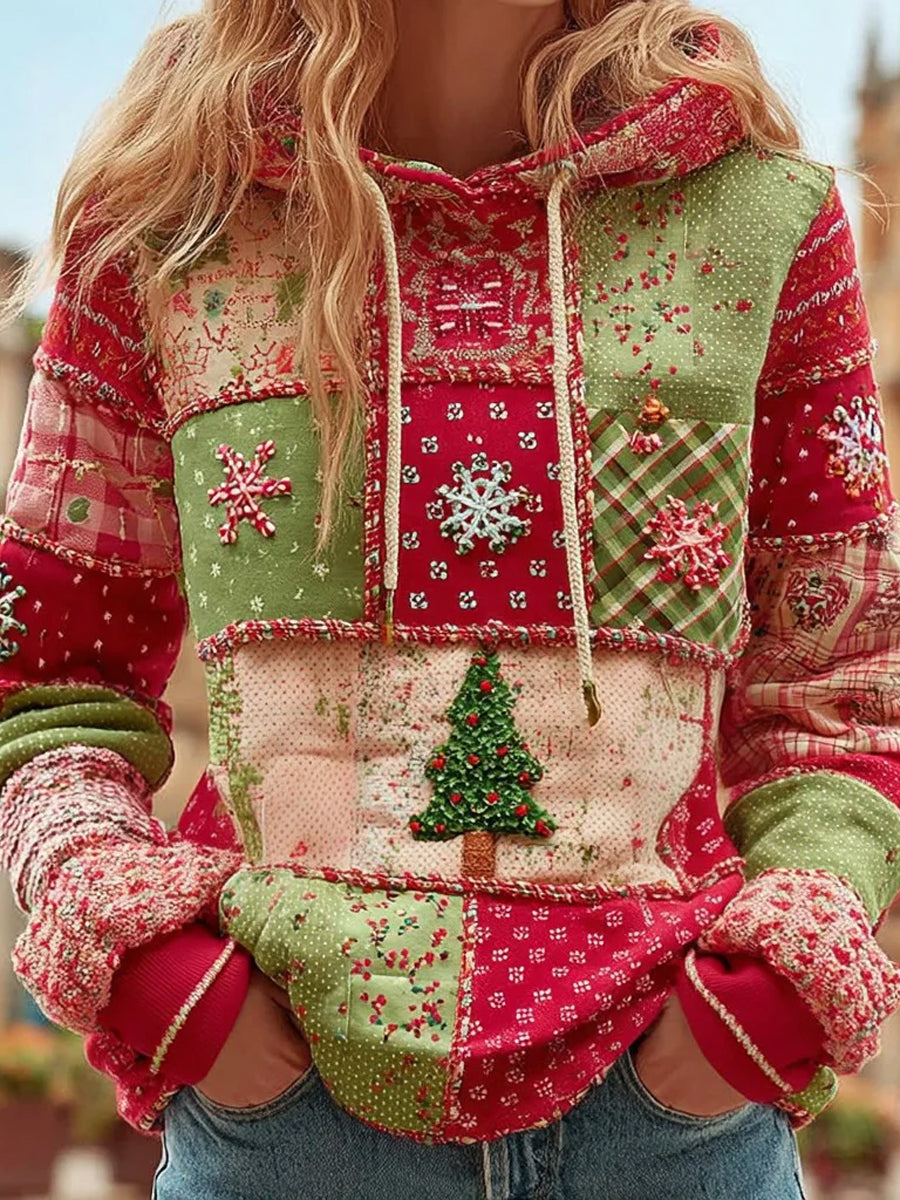 Women's Christmas Patchwork Casual Sweatshirt
