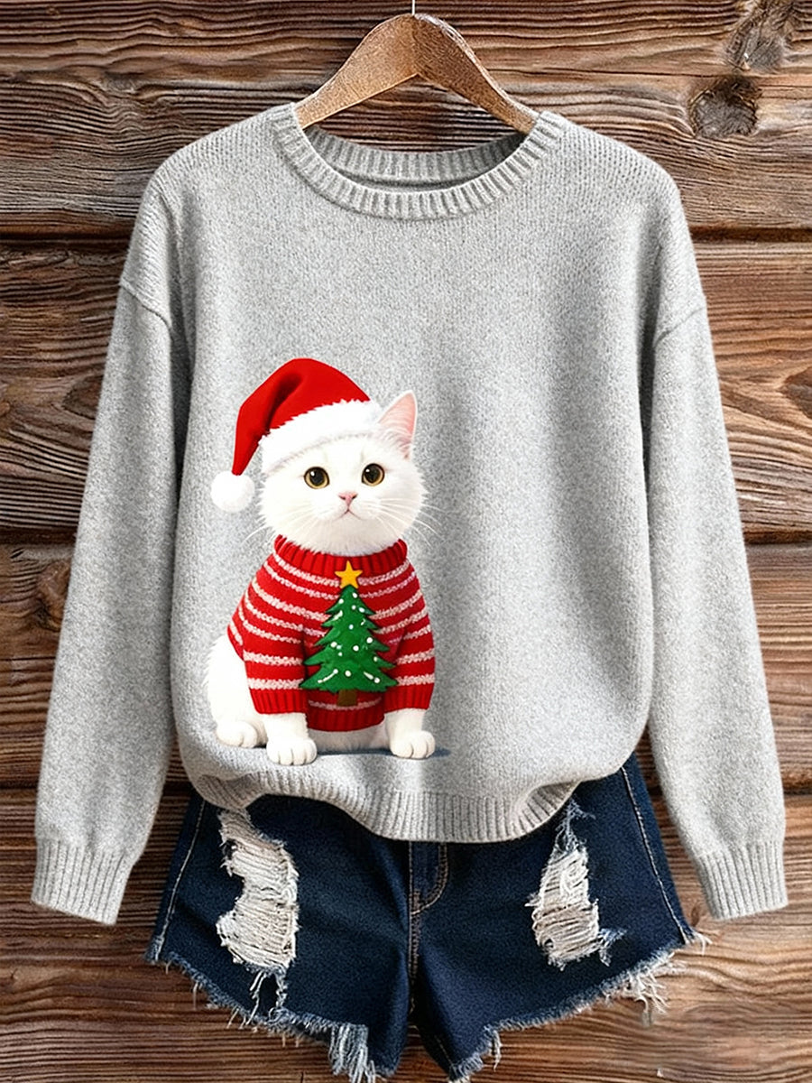 Women's Christmas Tree Cat Sweaters
