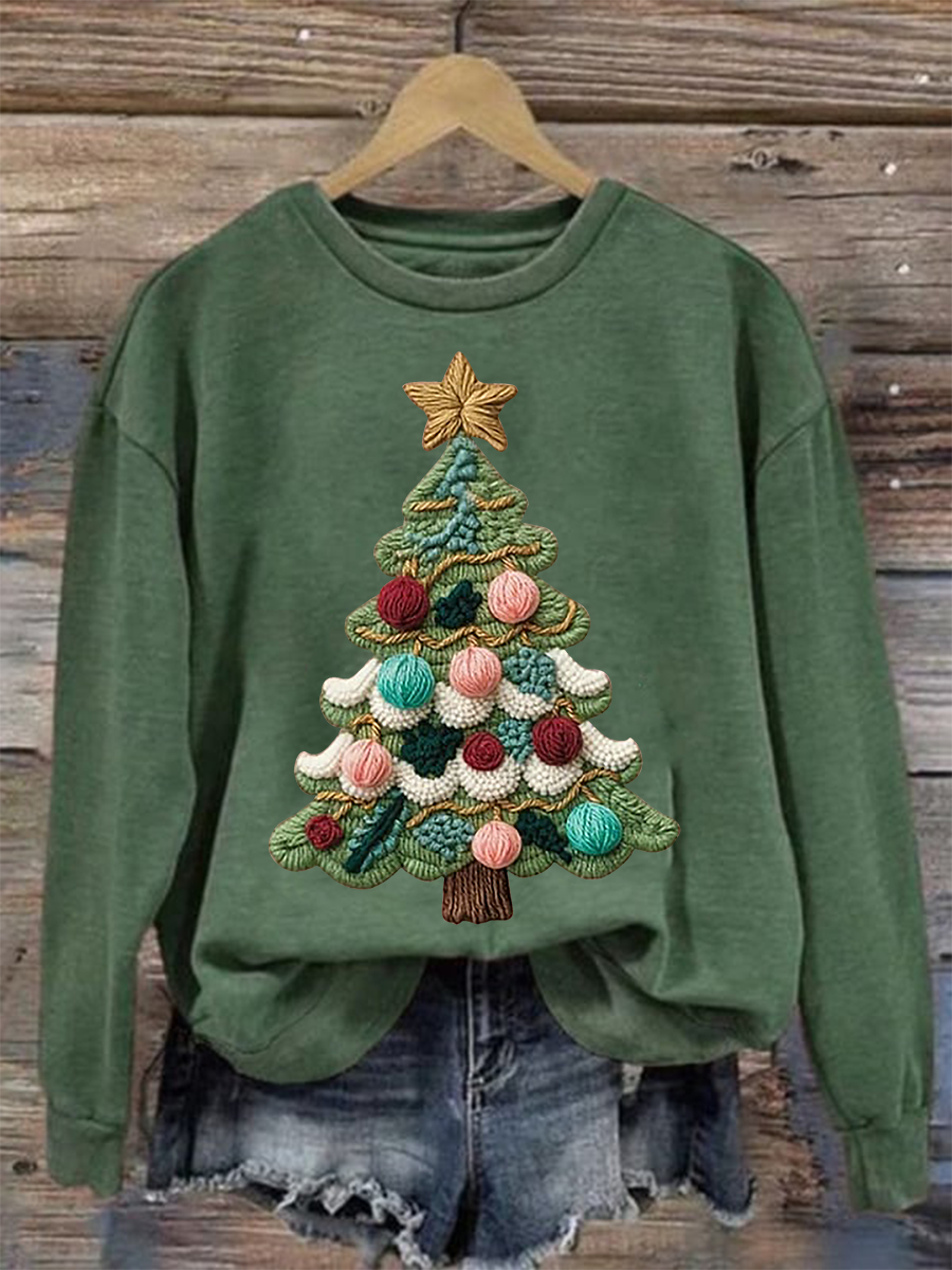 Women's Christmas tree print Regular Sweatshirt