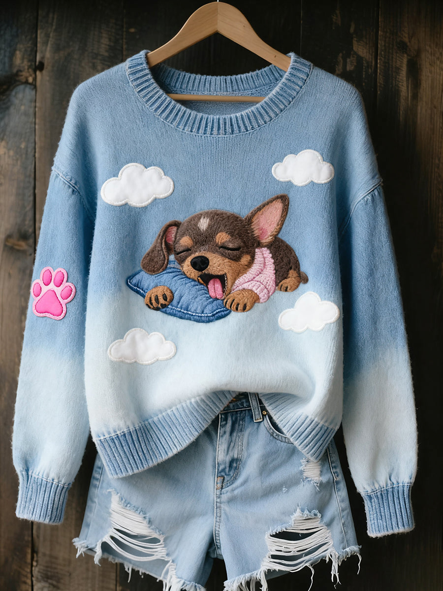 Women's Aerial Sleeping Chihuahua Dog Tops