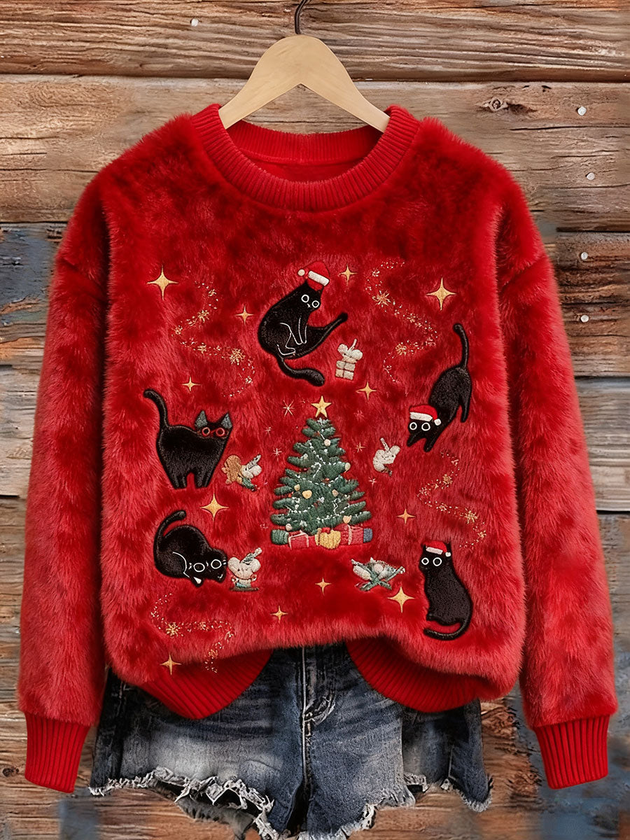 Women's Christmas black cats sweatshirts