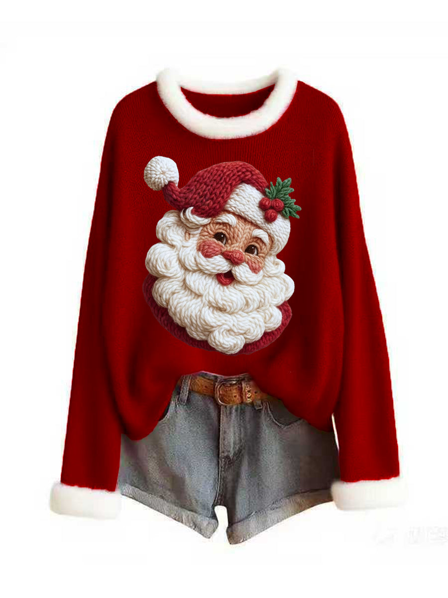 Women's Christmas Vintage Animal Floral Art Casual Knit Top