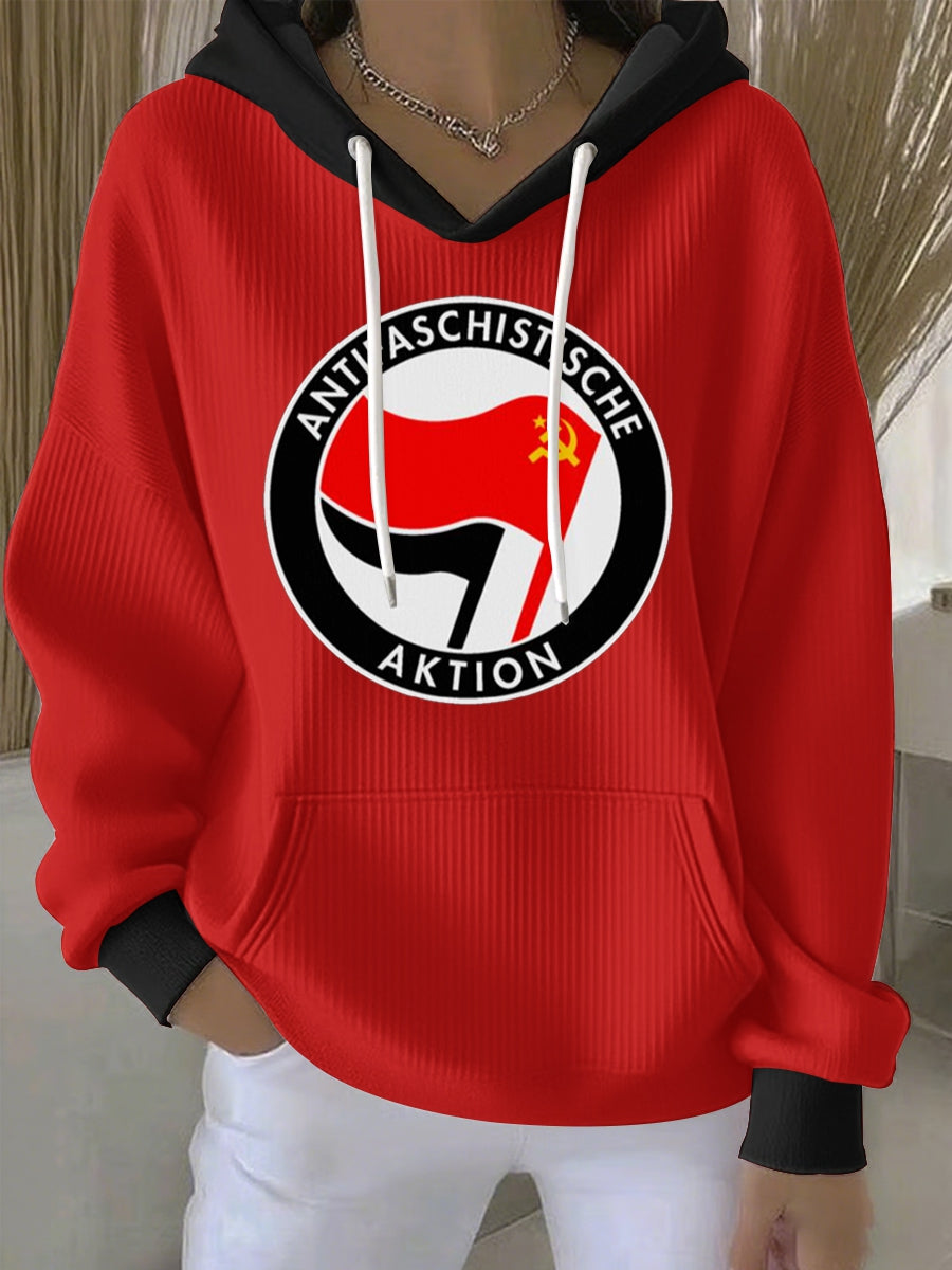 Women's No Kings Antifa Logo - Hammer & Sickle Sweatshirt Hoodie