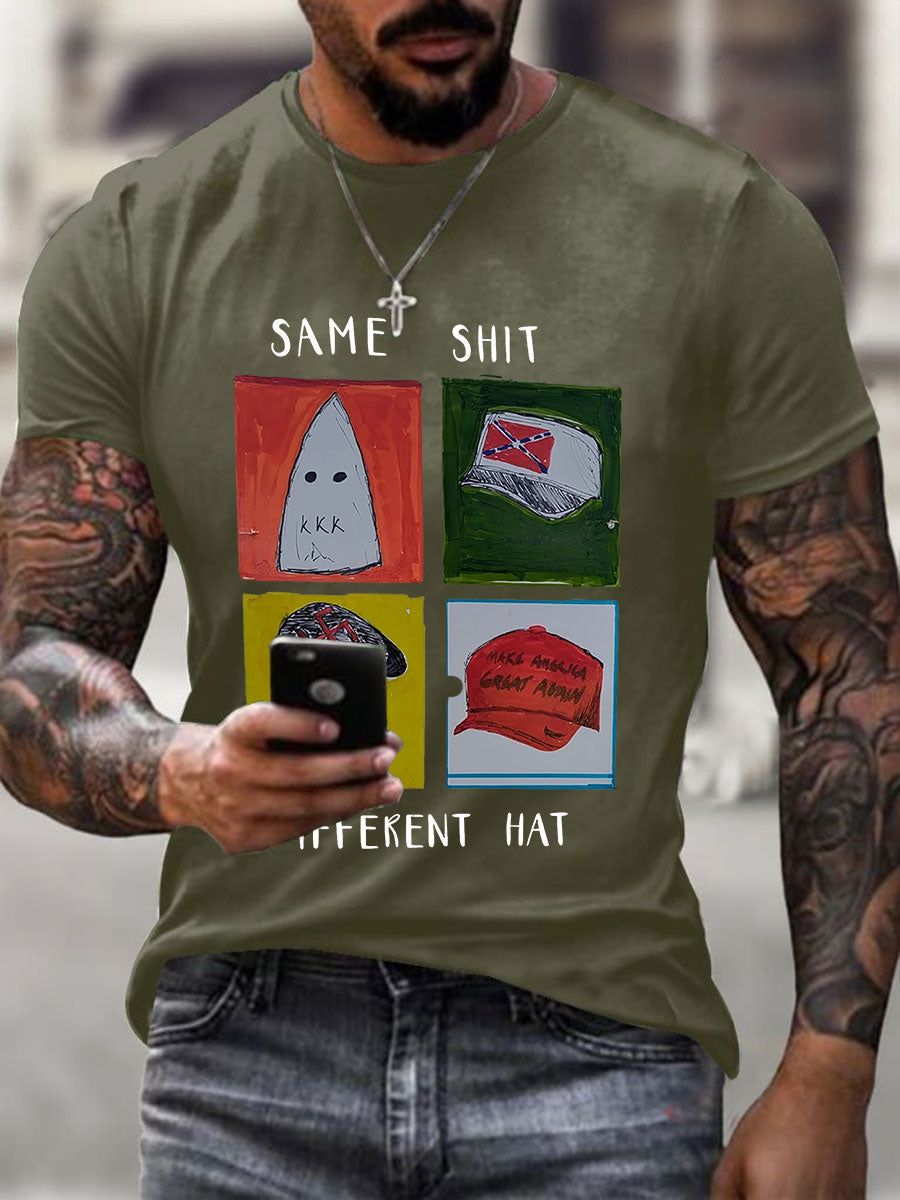 Men's Same Shit Different Hat Printed Casual T-shirt