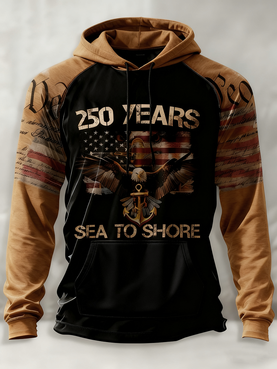 Men's Navy Anniversary Printed Hoodie