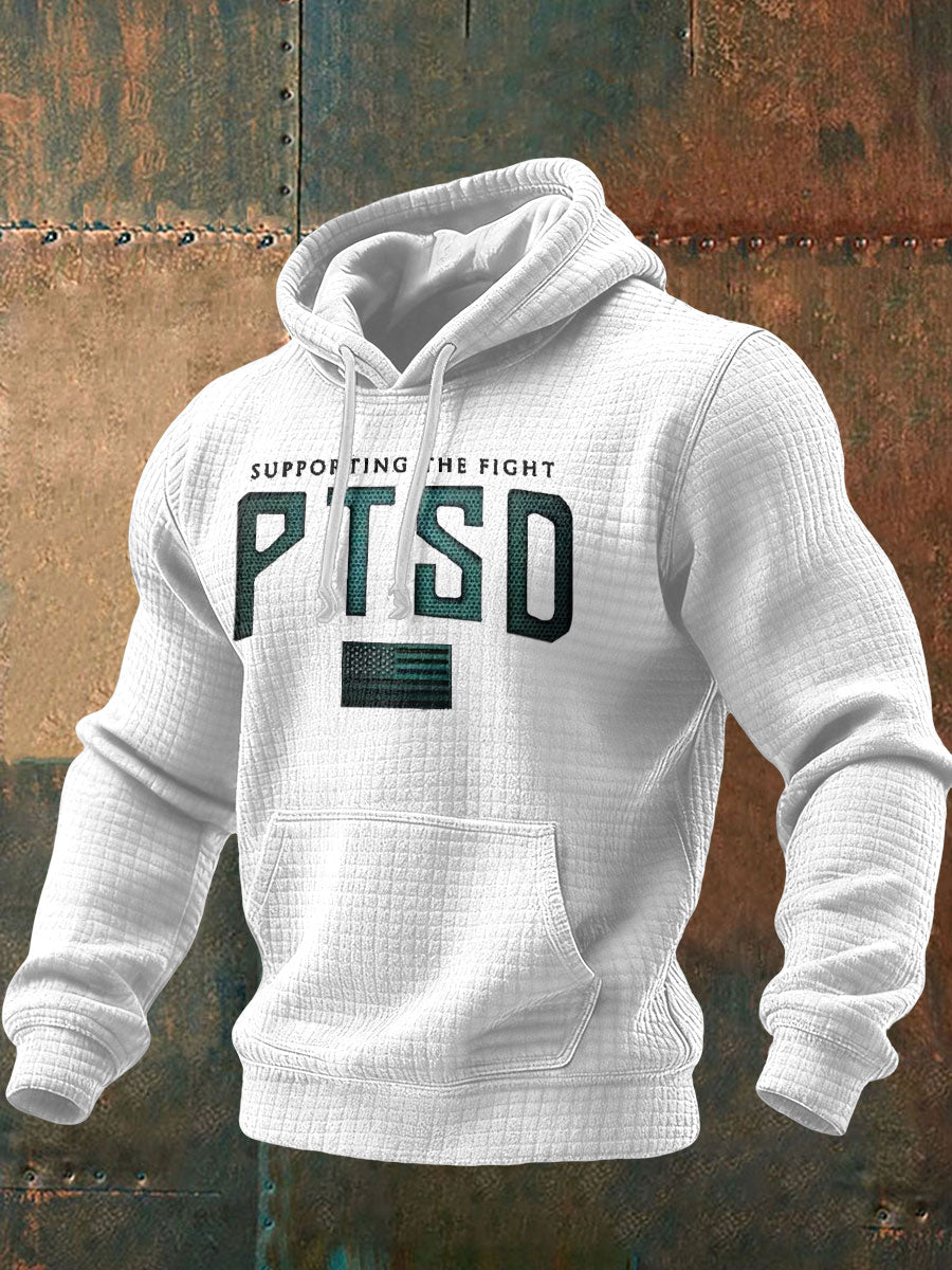 Men's Funny PTSD Awareness Veteran Printed Hoodie
