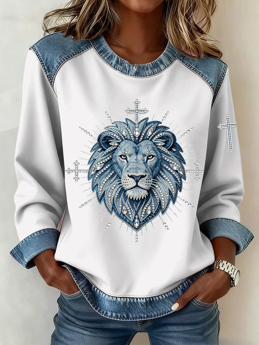 Women's Faith Pattern Patchwork Art Sweatshirt