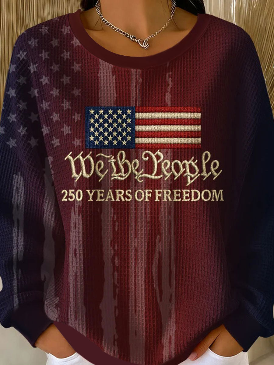 Women's Ribbed Round-Neck Sweatshirt