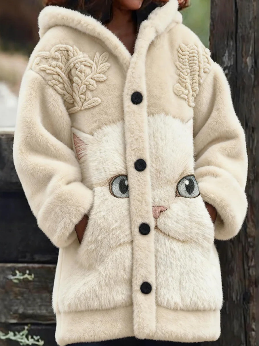 Women's Retro Animal Art Print Comfortable Flannel Jacket