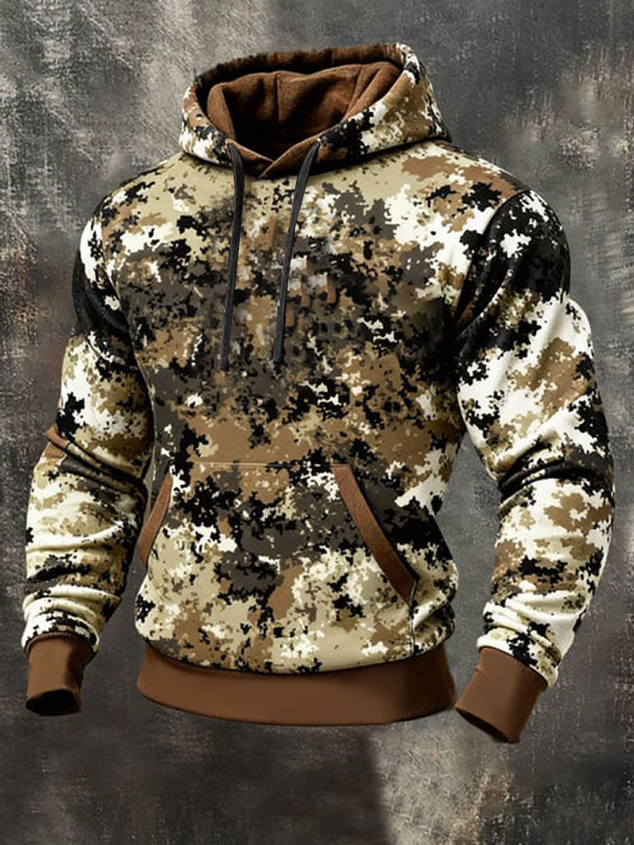 Men's Camouflage Oversized Drop-Shoulder Hoodie With Pockets