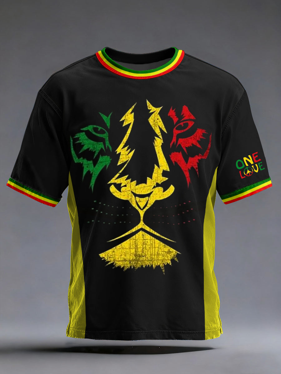 Men's One Love Rasta Lion Short Sleeves T-shirt