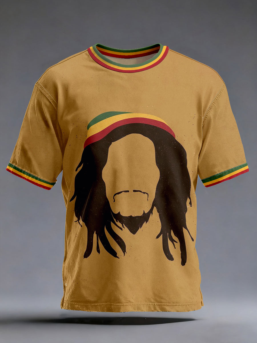 Men's Reggae Music Inspired Print Vintage T-Shirt