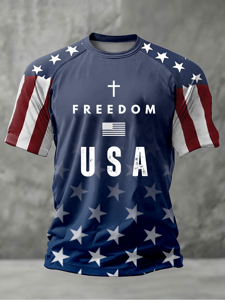Men's Freedom Anniversary Printed Casual T-Shirt