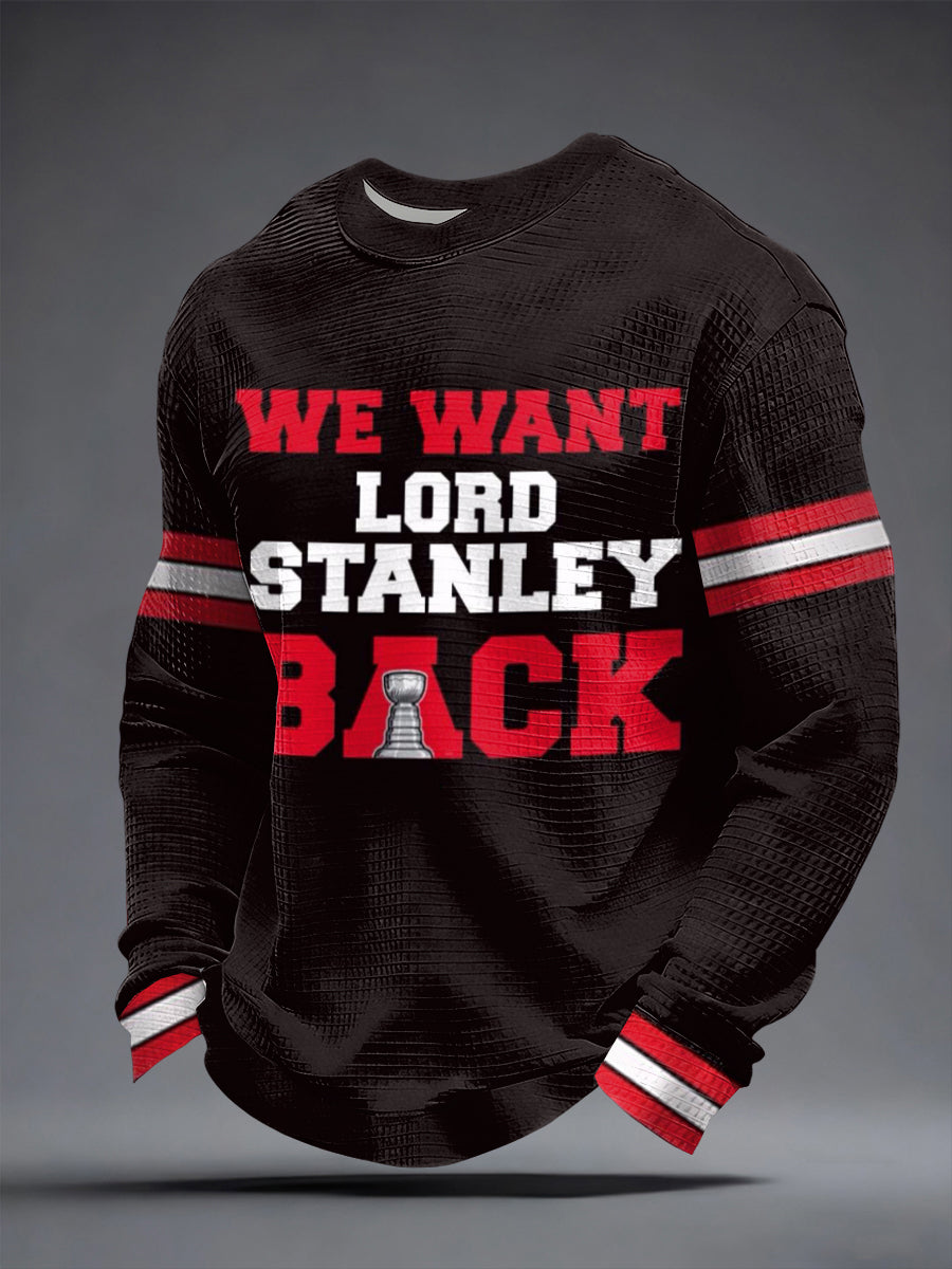 Men's Chicago Ice Hockey Print Waffle Sweatshirt