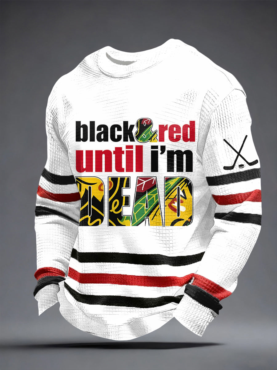 Men's Chicago Ice Hockey Print Waffle Sweatshirt