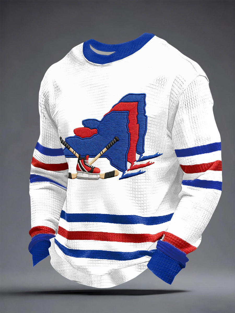 Men's New York Ice Hockey Print Waffle Sweatshirt