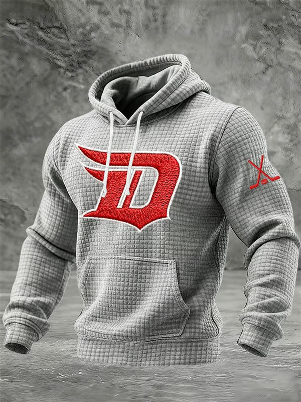 Men's Hockey Printed Checkered Cotton Hoodie