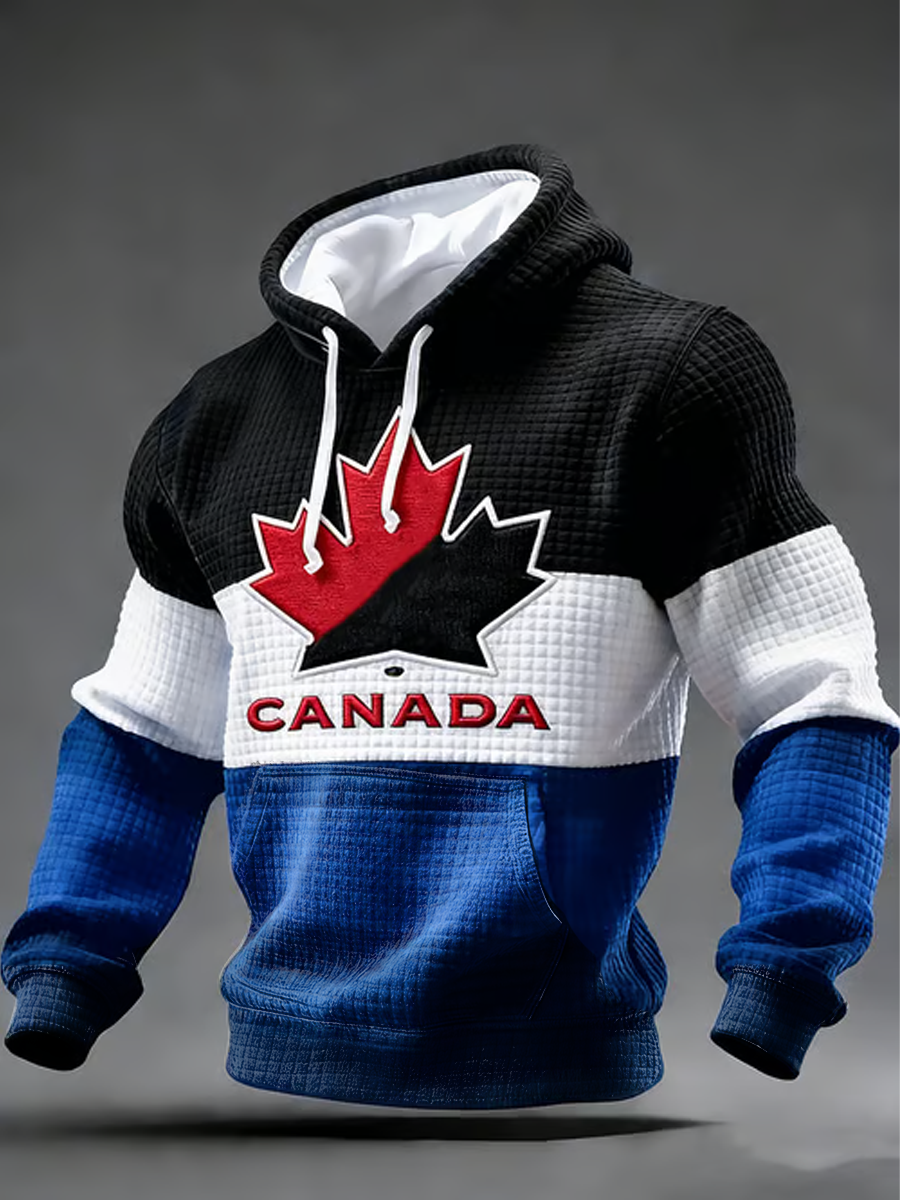 Men's Canadian Ice Hockey Checkered Cotton Hoodie