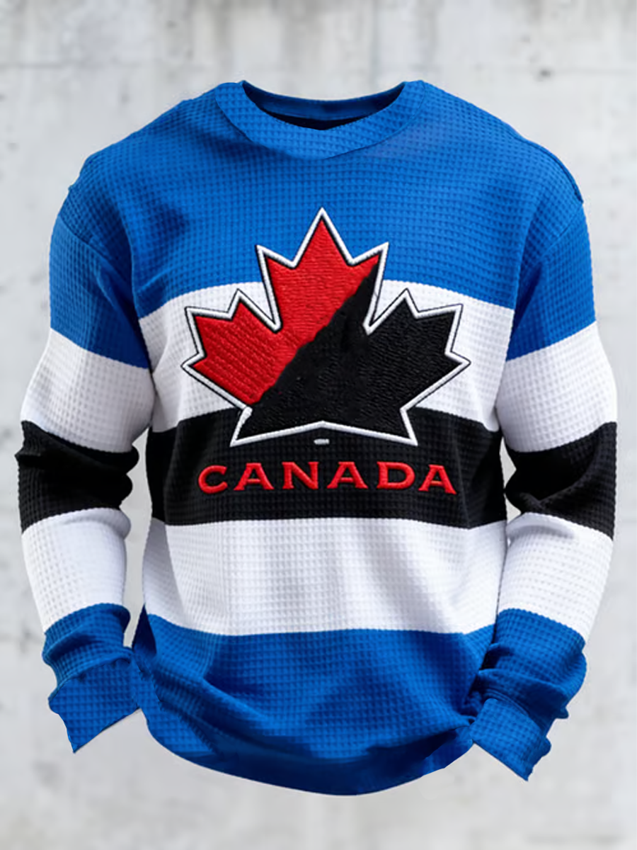 Men's Canadian Ice Hockey Waffle Long Sleeve Top