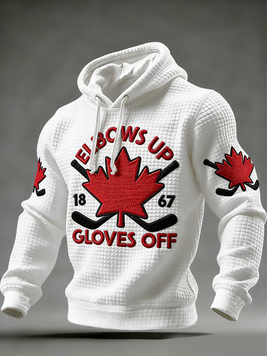 Men's Canadian Ice Hockey Checkered Cotton Hoodie