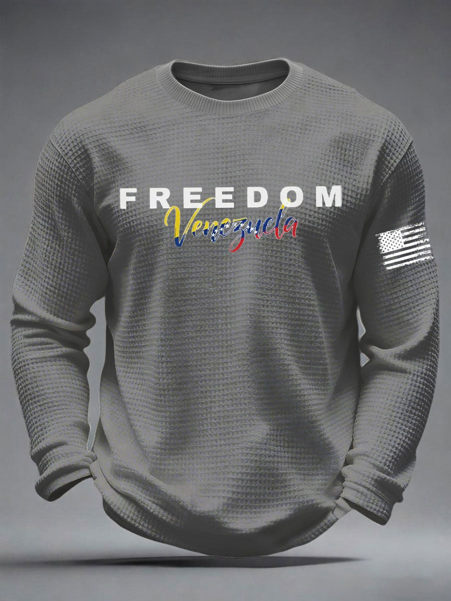 Men's Freedom Venezuela Printed Waffle Long Sleeve T-Shirt