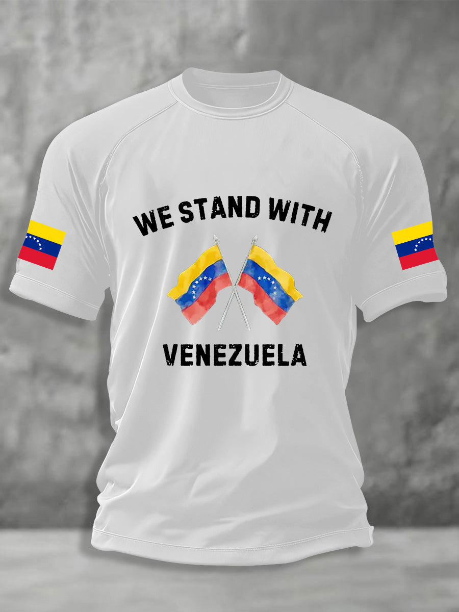 Men's We Stand With Venezuela Freedom Venezuela Short Sleeve T-shirt