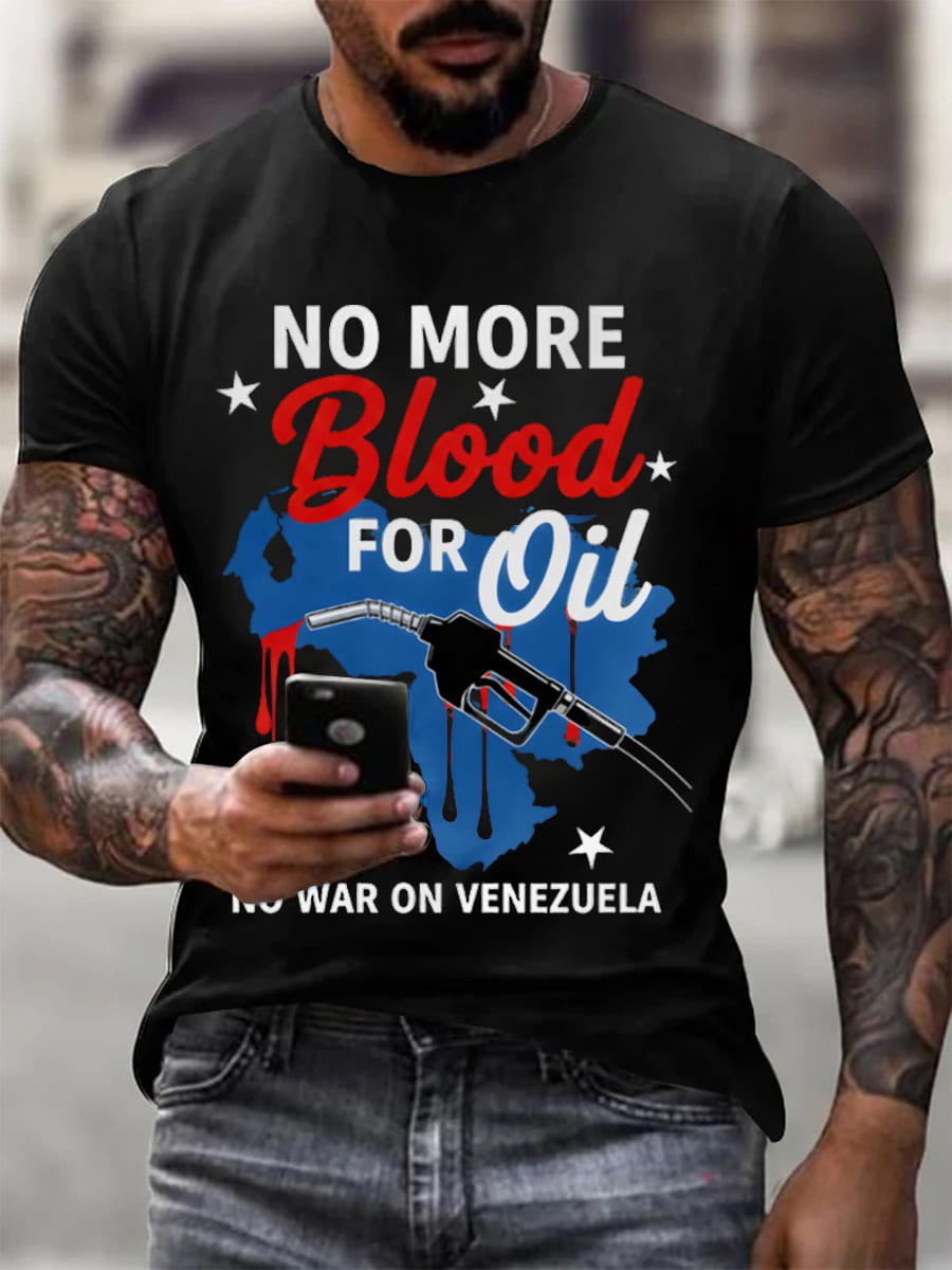 Men's No More Blood For Oil Print short sleeves t-shirt