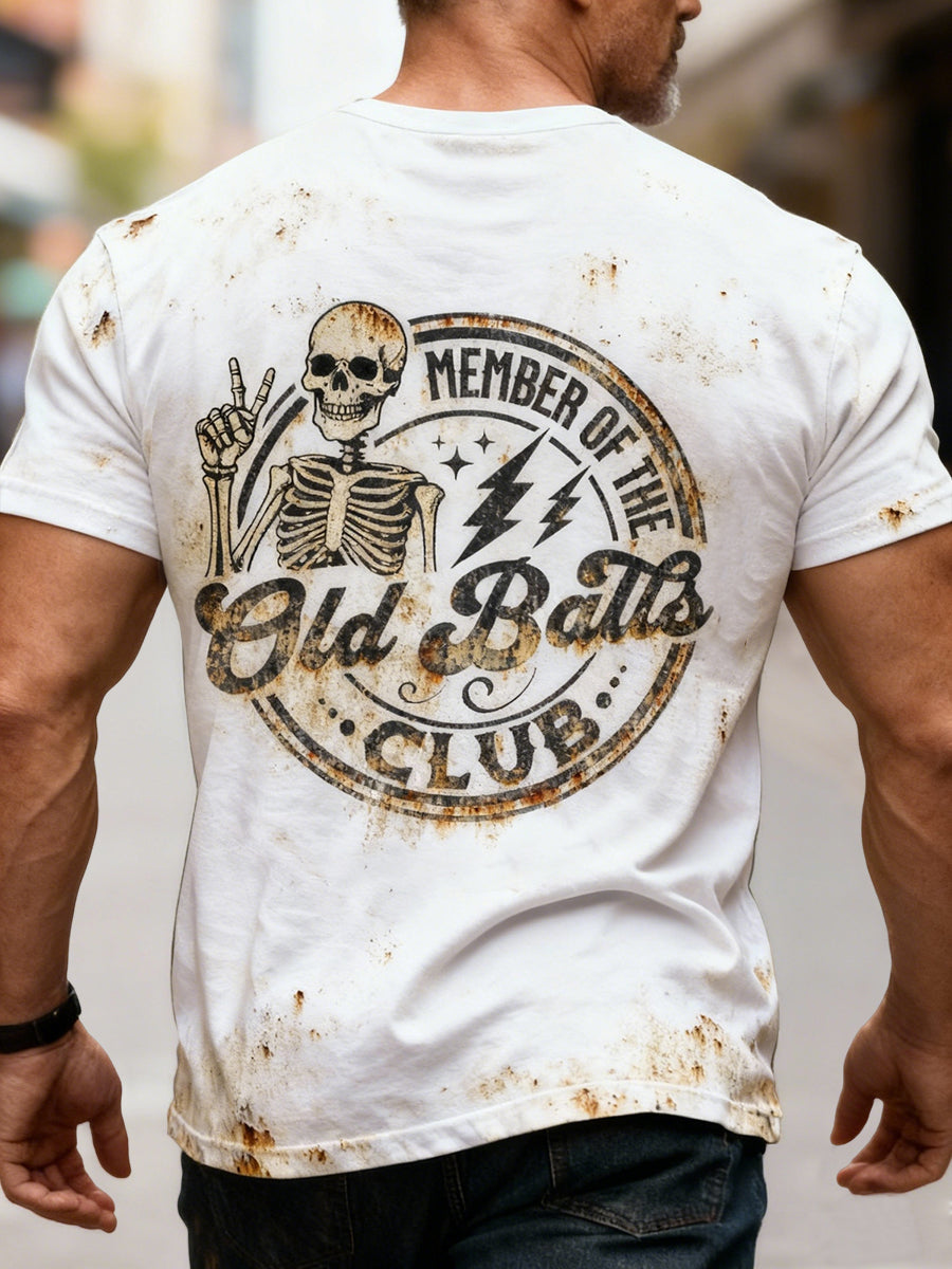 Vintage Distressed Skull Old Balls Club Casual T-Shirt