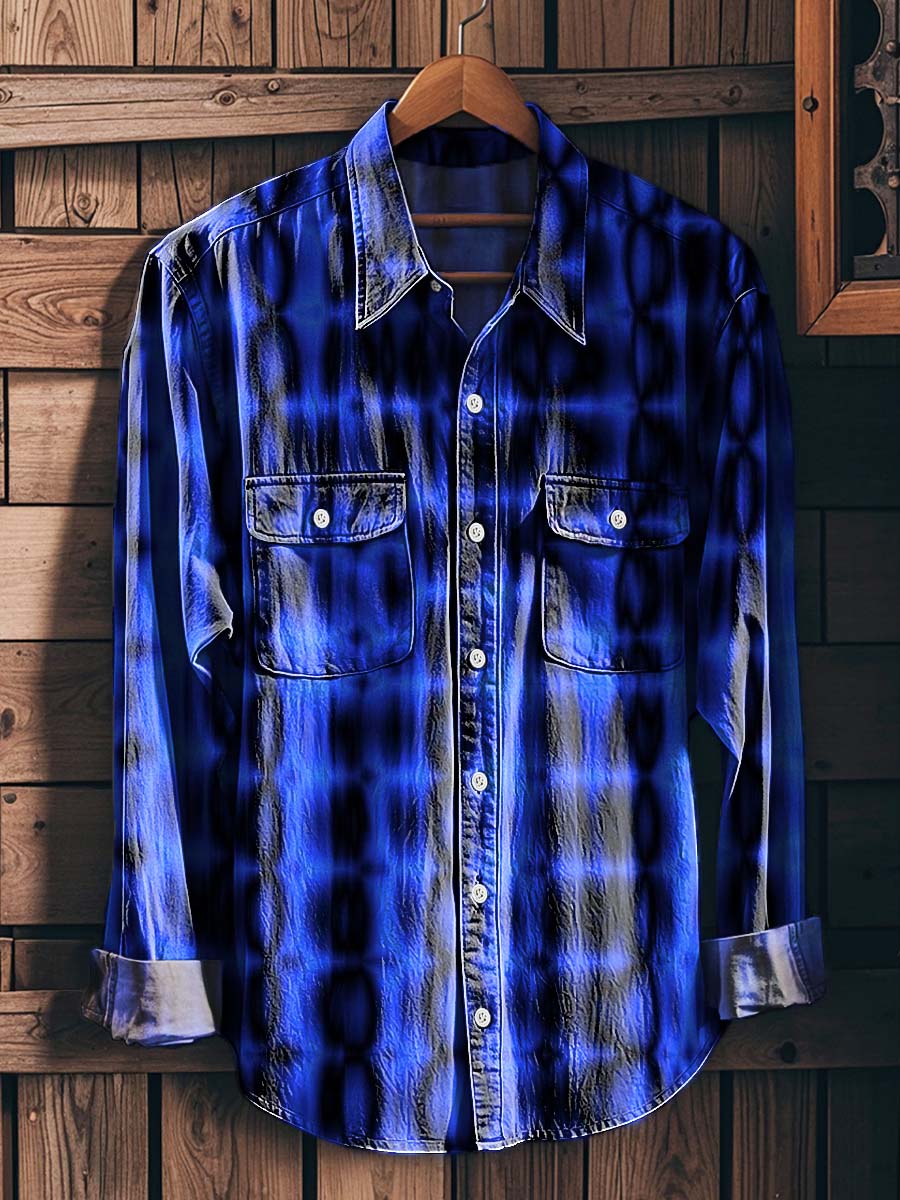 Abstract Gradient Tie-Dye Print Casual Long-Sleeve Shirt