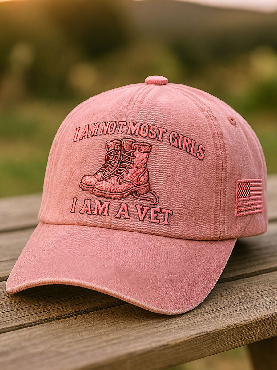 Women's 'I am not most girls, I am a veteran' hats