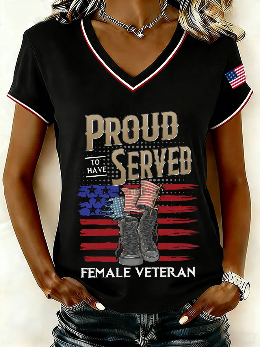 Women's Proud Served V-Neck T-Shirts