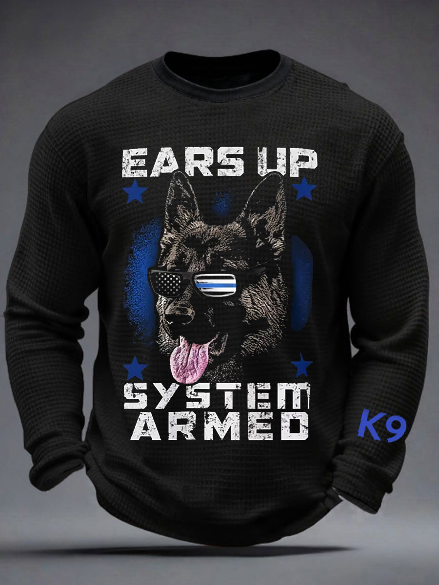Men's K-9 Veterans Day Waffle Long Sleeve T-Shirt