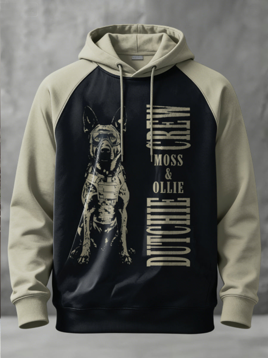 Men's Dutch Shepherd K9 Handler Velvet Raglan Hoodie