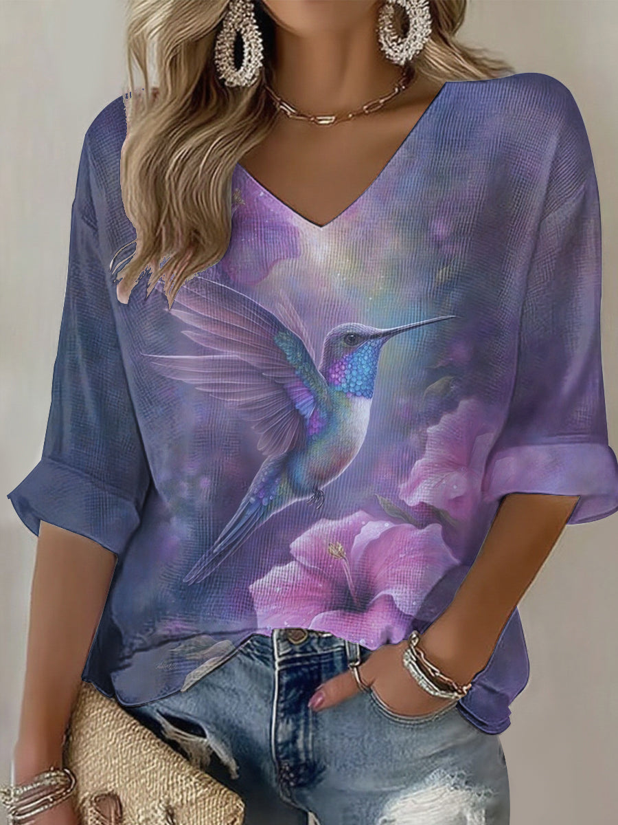 Women's Purple Art Print Casual T-shirt