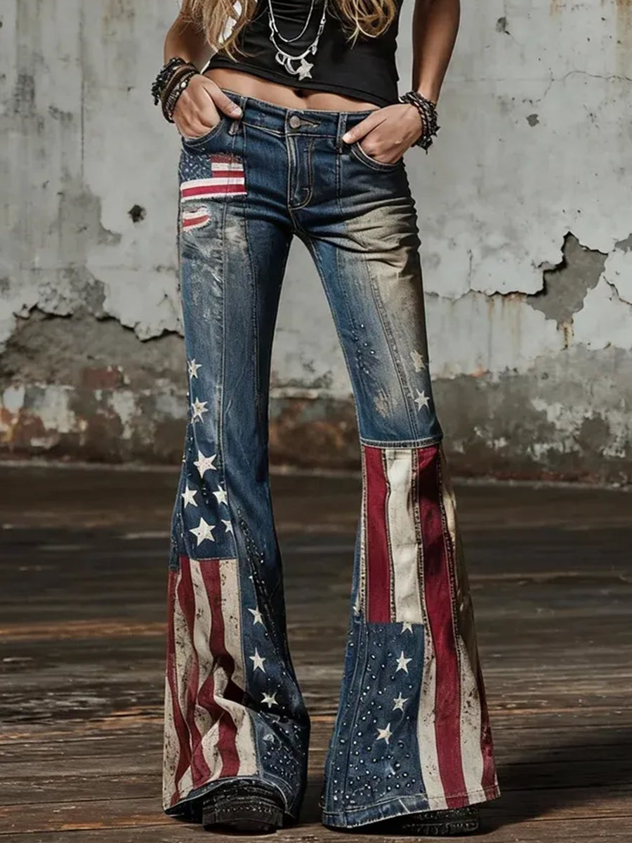 Women's Anniversary Inspired Print Vintage Jeans
