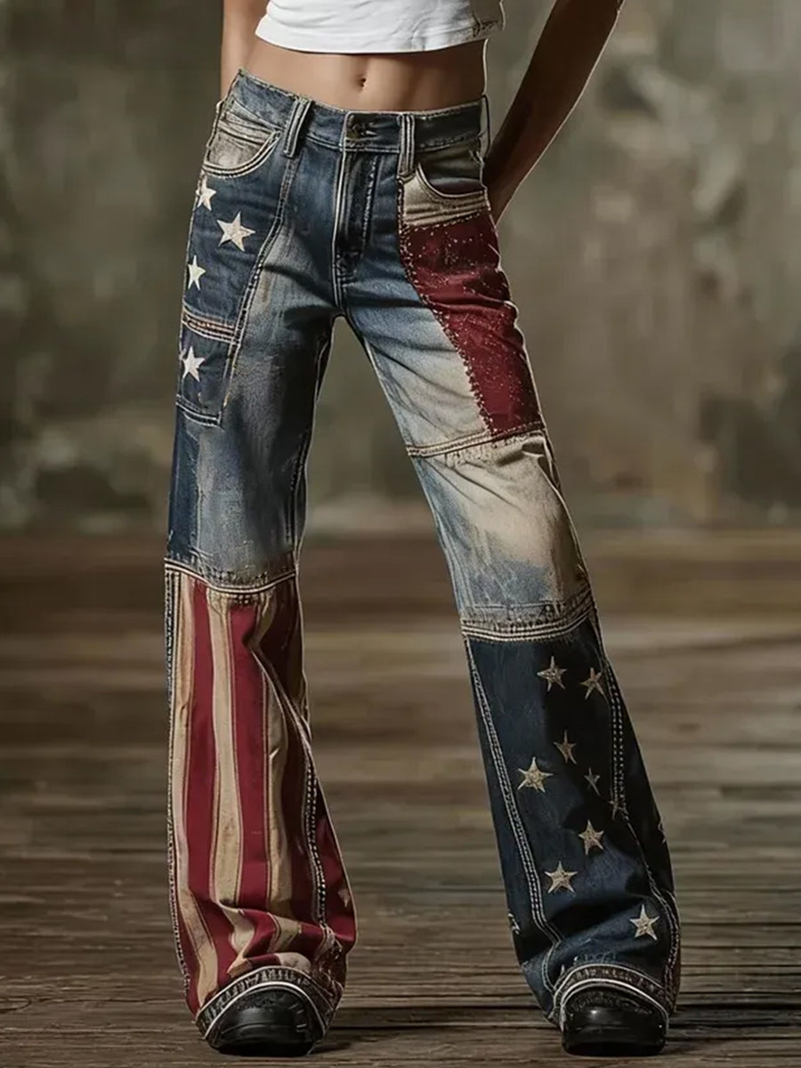 Women's Anniversary Inspired Print Vintage Jeans