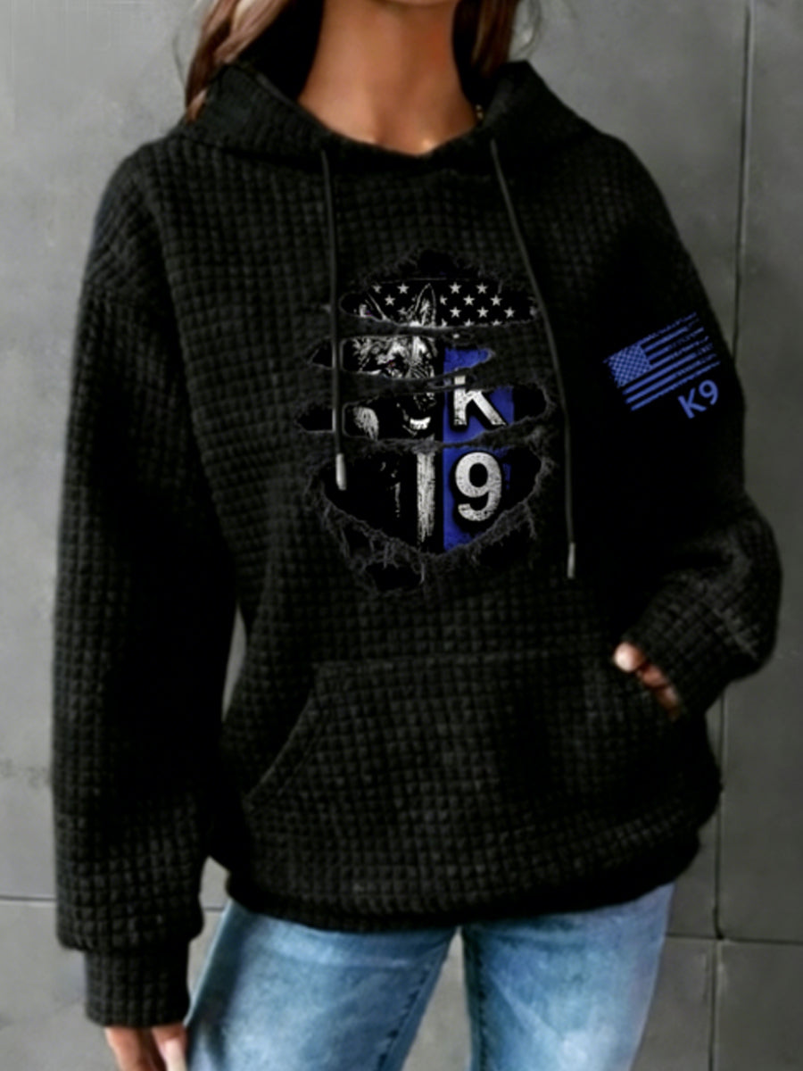 Women's K-9 Veterans Day Small Checkered Hoodie