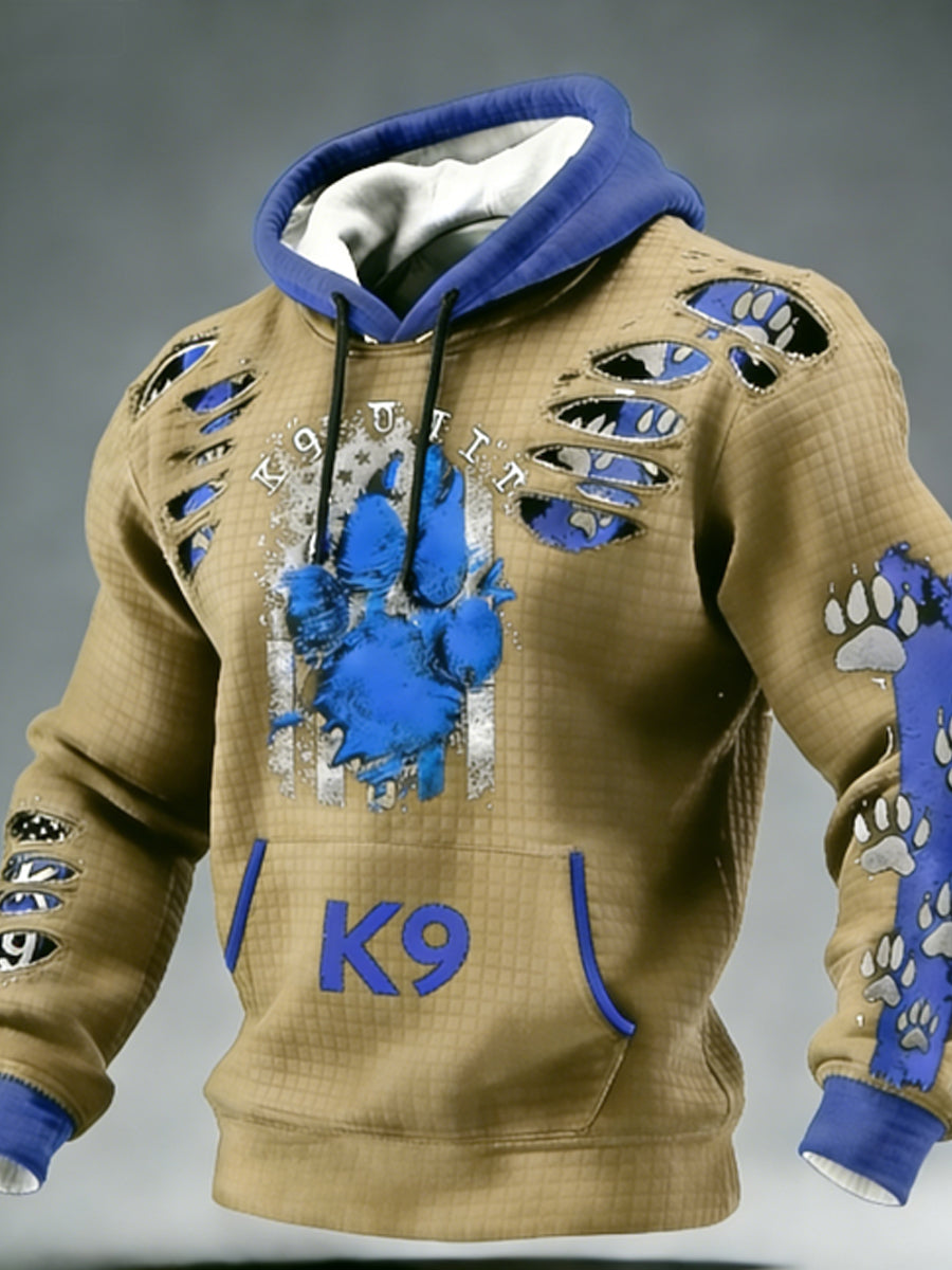 Men's K-9 Veterans Day Checkered Cotton Hoodie