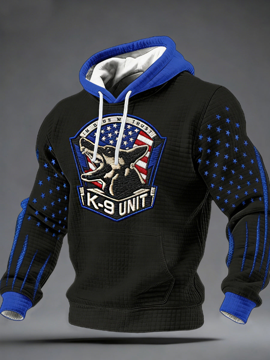 Men's K-9 Veterans Day Checkered Cotton Hoodie