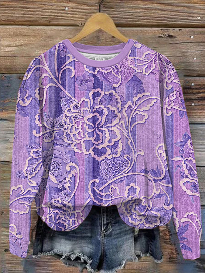 Women's Purple Art Print Sweatshirt